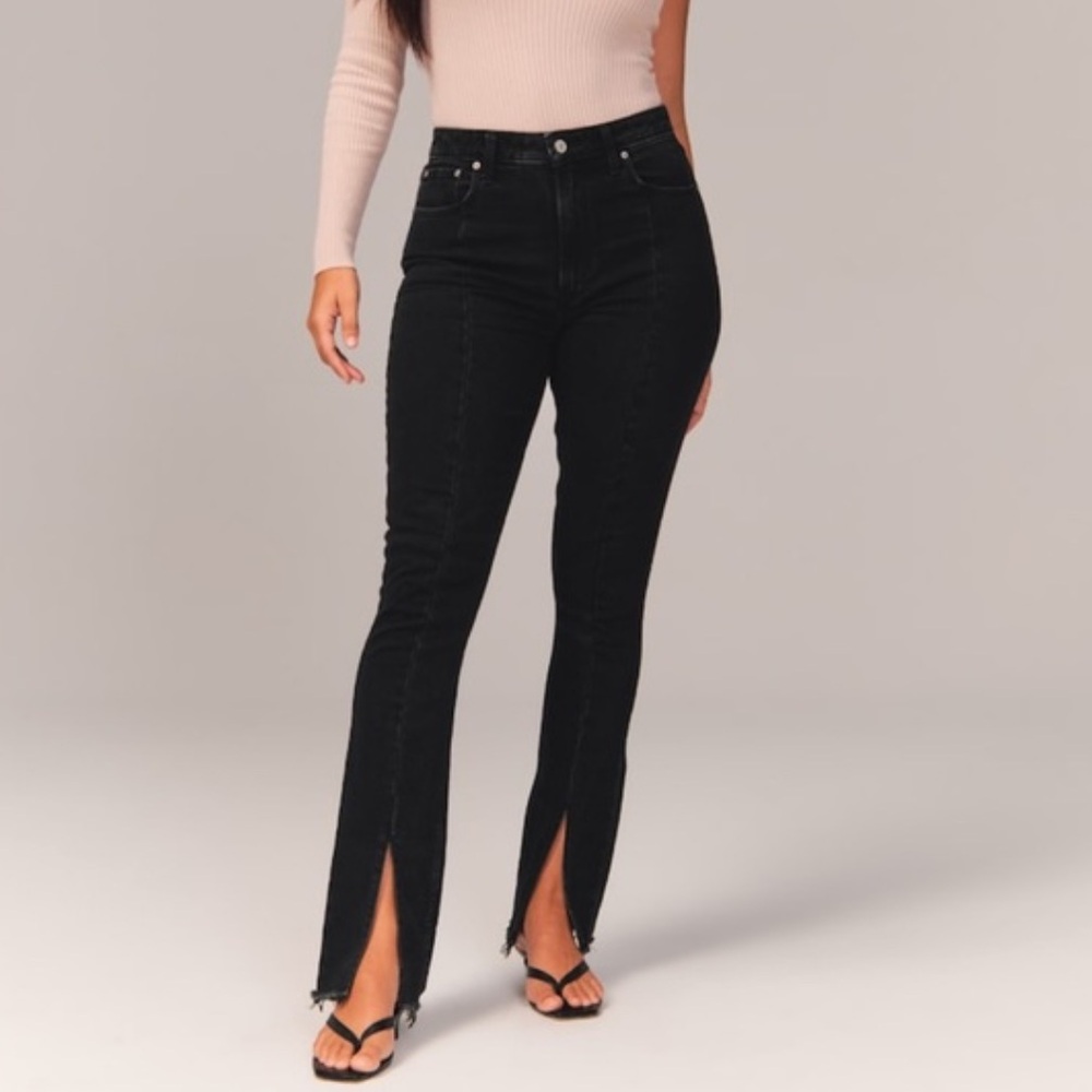 A&F High Rise Split Hem Jeans